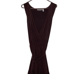 🪩NY Collection Woman Chocolate Brown V-Neck Wrap Jumpsuit W-Tie Belt SZ 2X NWT